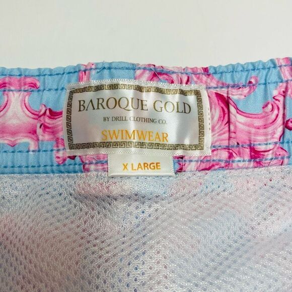 Baroque Gold Men’s Swim Trunks Blue and Pink Size XL - Picture 3 of 11